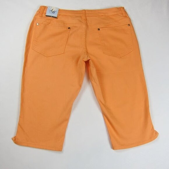Luxury Blues 15 XL Orange Capri Jean Shorts 35x17 Stretch & Pockets NEW WITH TAG - Picture 4 of 9